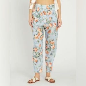 Zimmermann Light Blue Floral Cropped Pants